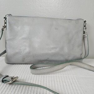 Fossil Sydney Zip Top Small Crossbody Purse Light Blue Leather